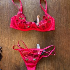 For love and lemons cerise bra and underwear set XS